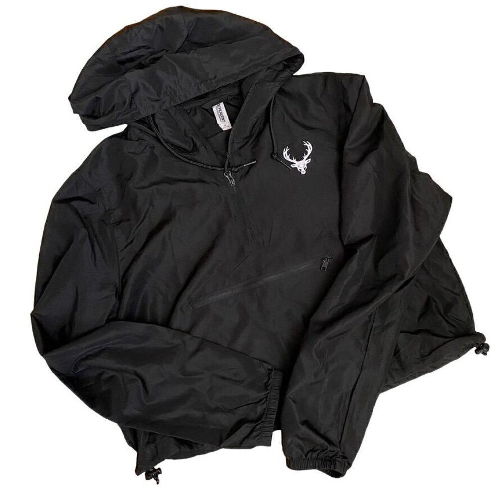 Independent Trading Company Crop Hoodie Windbreaker Black Sz Med